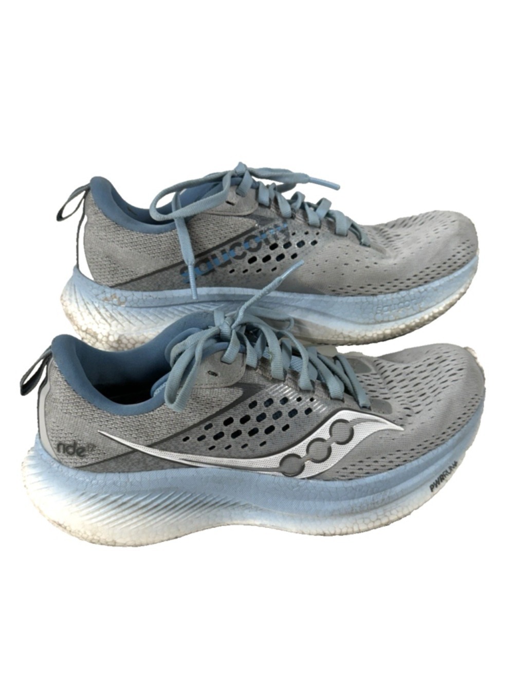 Saucony Womens Size 7.5 Gray/Blue Ride 17 Running Shoes Lightweight Mesh Upper